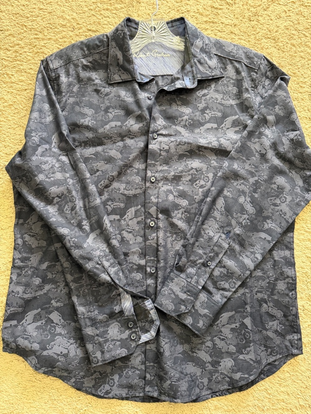 Robert Graham Purple/Gray Patterned Long-Sleeve Button-Down Shirt